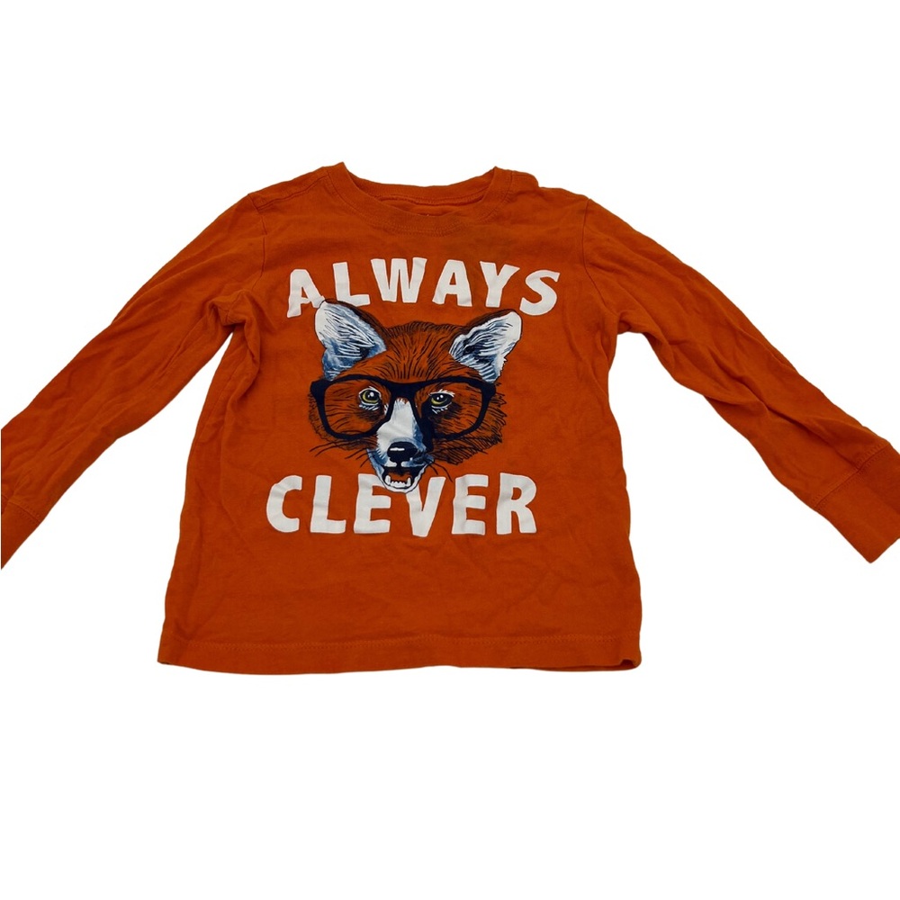 Carters Always Clever Orange Long Sleeve Shirt 3T Boys